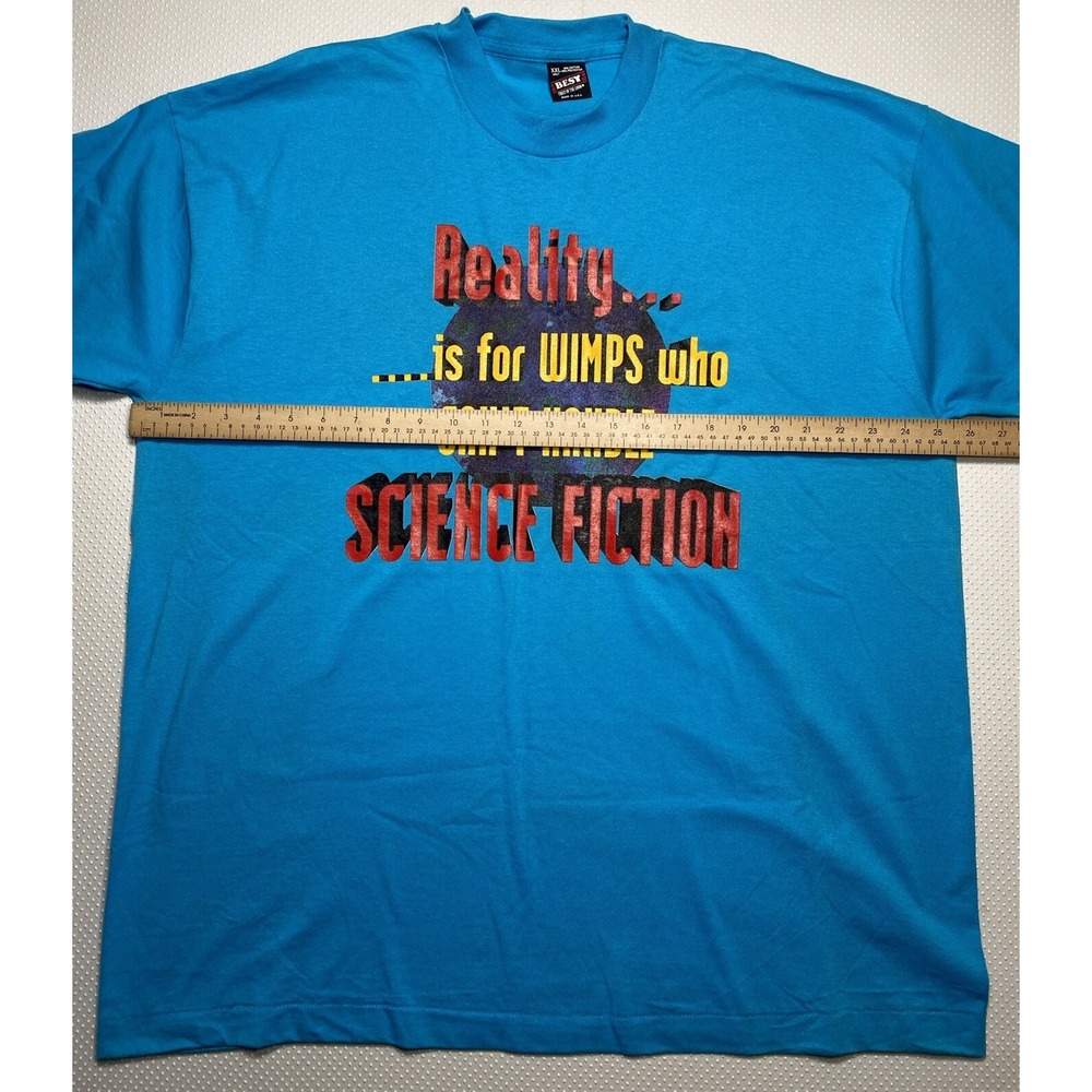Reality Is For Wimps Who Can't Handle Science Fiction Vintage T-Shirt Blue XXL - Picture 4 of 5